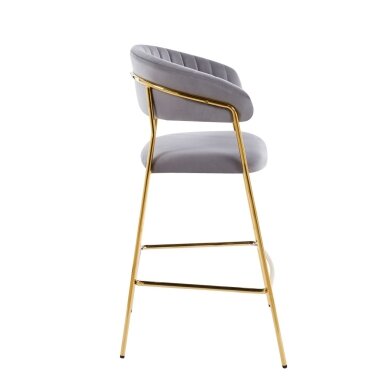 Baro kėdė aksomas pilkas (auksinis rėmas) 2 Baro kėdė aksomas pilkas (auksinis rėmas) 2
