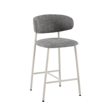 Baro kėdė PRIMO BAR GREY, pilka, lininė, pilkos kojos 1 Baro kėdė PRIMO BAR GREY, pilka, lininė, pilkos kojos 1