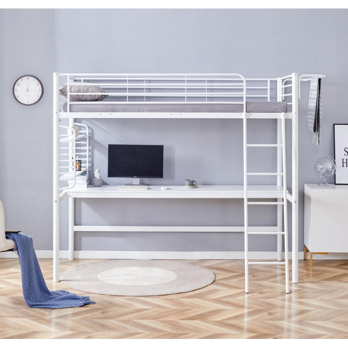 Dviaukštė lova z biurkiem 90x200 (balti) 1