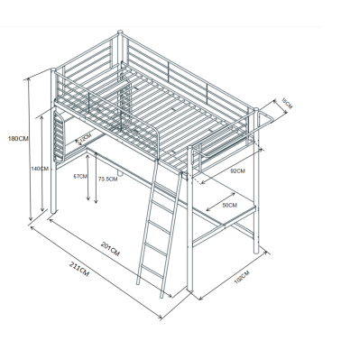 Dviaukštė lova z biurkiem 90x200 (balti) 3 Dviaukštė lova z biurkiem 90x200 (balti) 3