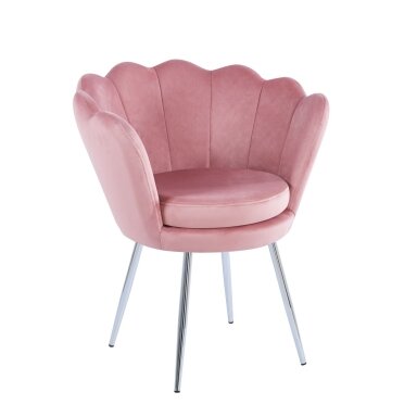 Fotelis aksomas (rožinis) /kojos sidabriniai/