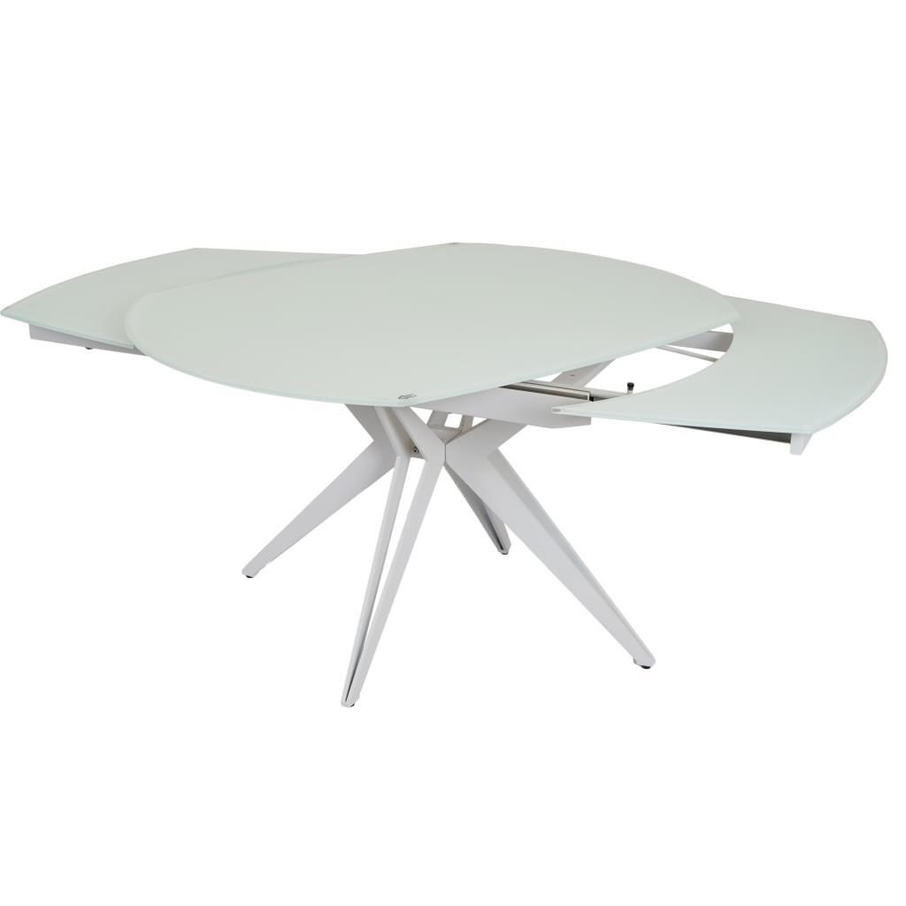 Išskleidžiamas valgomojo stalas HT93018 130-190x100 cm, baltas stiklas 2