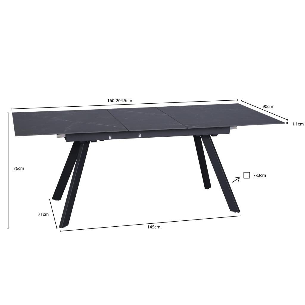 Išskleidžiamas valgomojo stalas MARS 160-205x90 cm, juoda 3 Išskleidžiamas valgomojo stalas MARS 160-205x90 cm, juoda 3