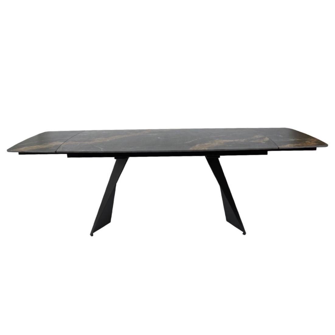 Išskleidžiamas valgomojo stalas ECLIPSE 165-240x90 cm, matinė juoda su auksu 2