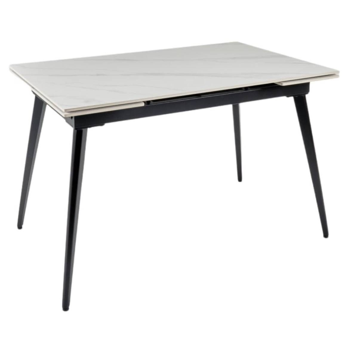 Išskleidžiamas valgomojo stalas REEF 120-180x80 cm, matinis baltas marmuras