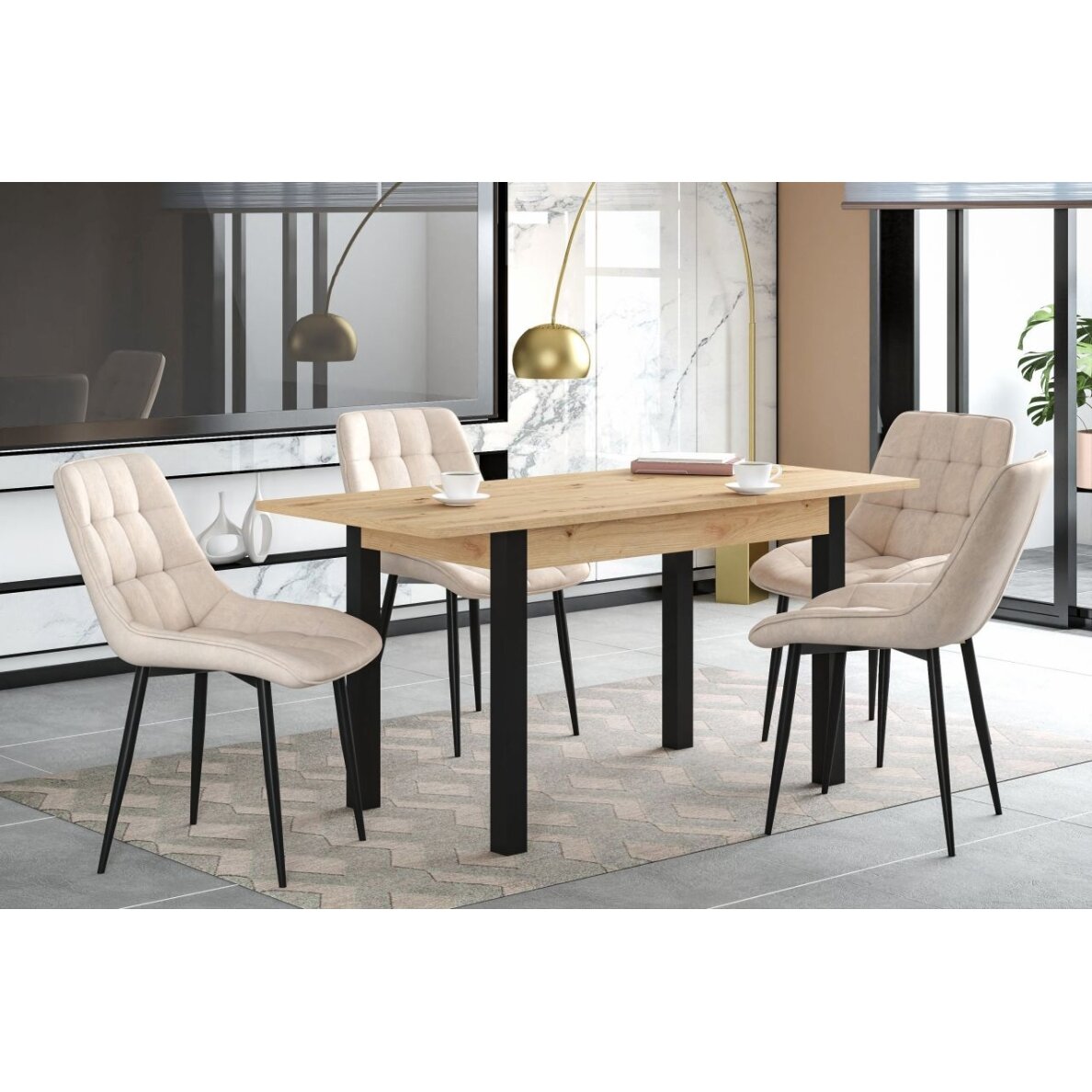 Išskleidžiamas stalas (amatininko ąžuolas + juodas) 120(160)x70 3 Išskleidžiamas stalas (amatininko ąžuolas + juodas) 120(160)x70 3