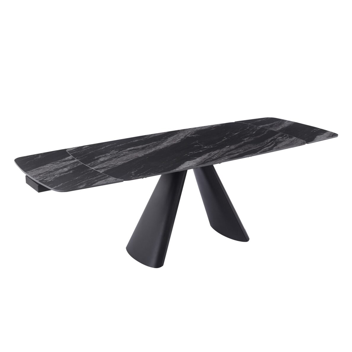 Išskleidžiamas valgomojo stalas CORVUS 165-240x90 cm, matinė „Black Galaxy“ 2 Išskleidžiamas valgomojo stalas CORVUS 165-240x90 cm, matinė „Black Galaxy“ 2