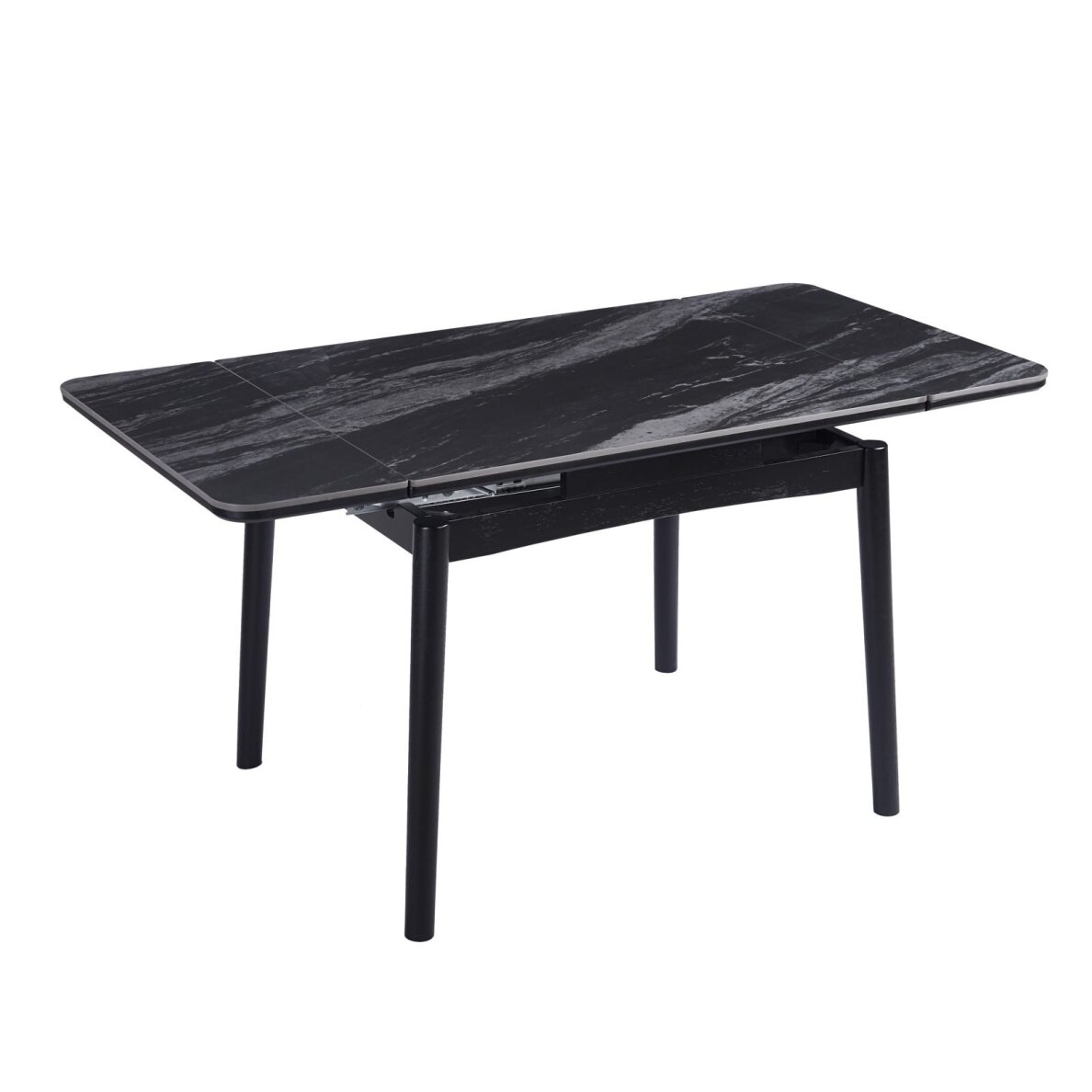 Išskleidžiamas valgomojo stalas DOVE 100-160x80 cm, matinė juoda 2 Išskleidžiamas valgomojo stalas DOVE 100-160x80 cm, matinė juoda 2