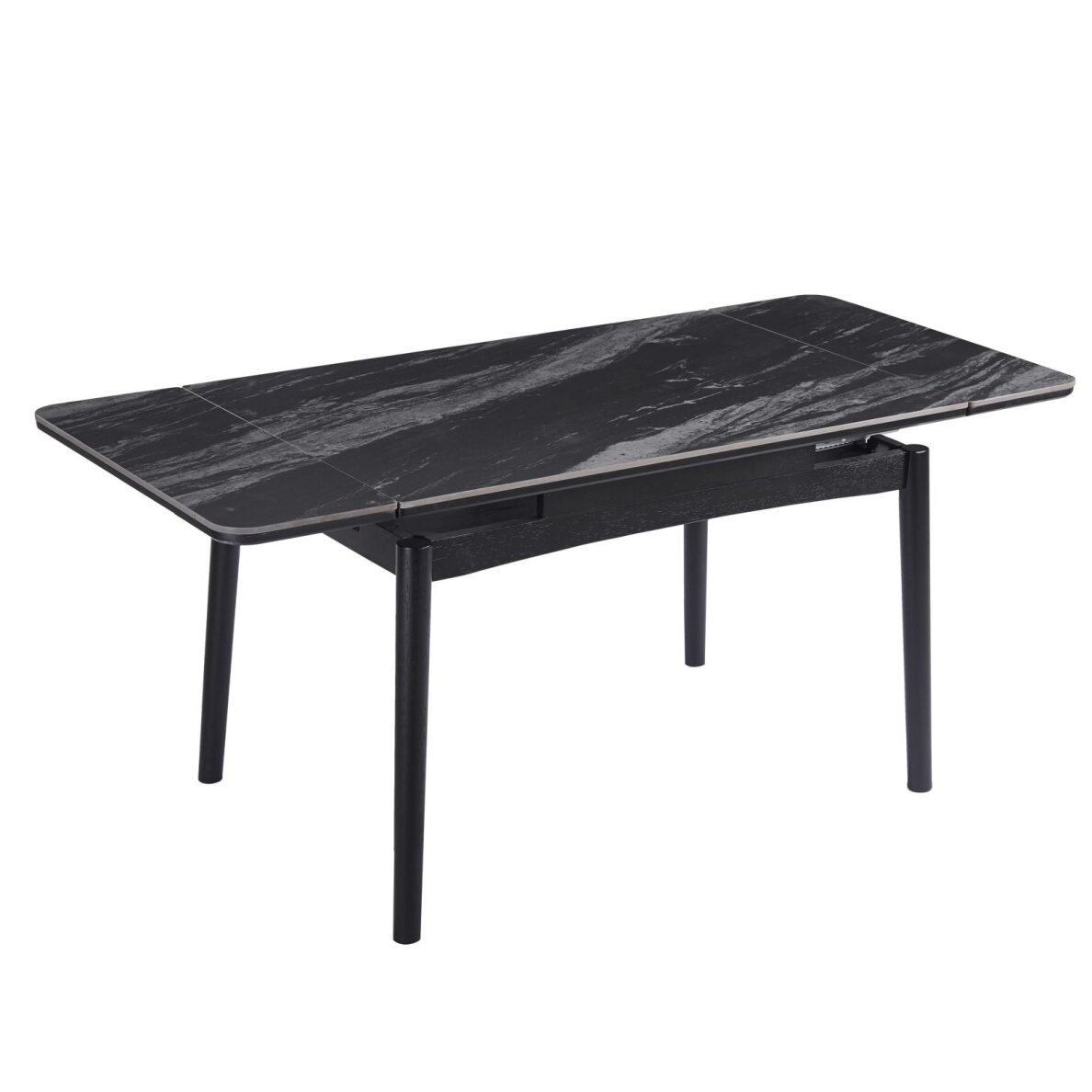 Išskleidžiamas valgomojo stalas DOVE 120-180x80 cm, matinė juoda 1