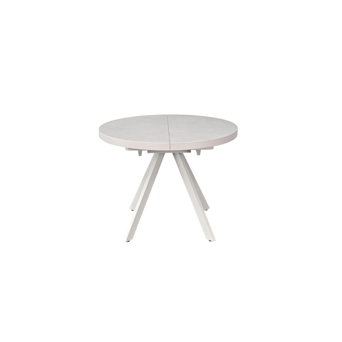 Išskleidžiamas valgomojo stalas LIBRA 100-130x100 cm, kreminis travertinas, pilkos kojos Išskleidžiamas valgomojo stalas LIBRA 100-130x100 cm, kreminis travertinas, pilkos kojos