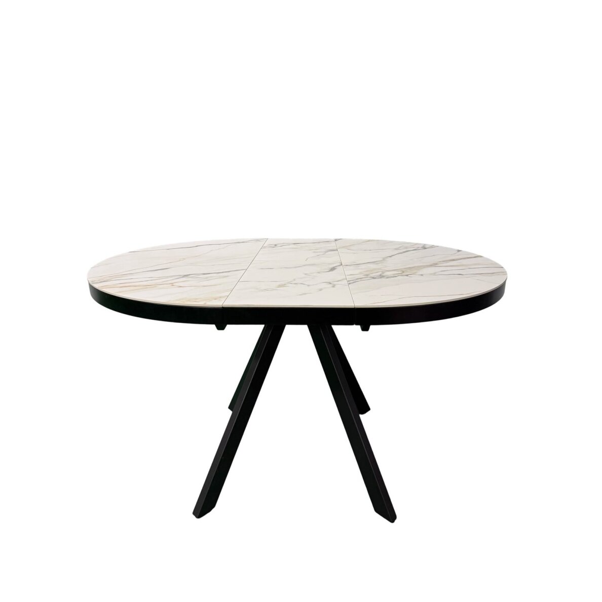 Išskleidžiamas valgomojo stalas LIBRA 100-130x100 cm, matinė balta su auksu 2 Išskleidžiamas valgomojo stalas LIBRA 100-130x100 cm, matinė balta su auksu 2