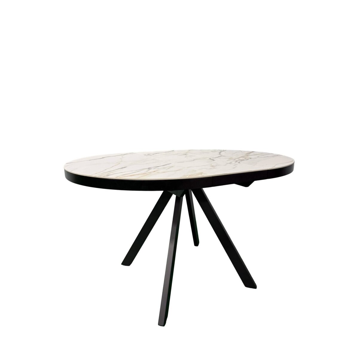 Išskleidžiamas valgomojo stalas LIBRA 100-130x100 cm, matinė balta su auksu 3