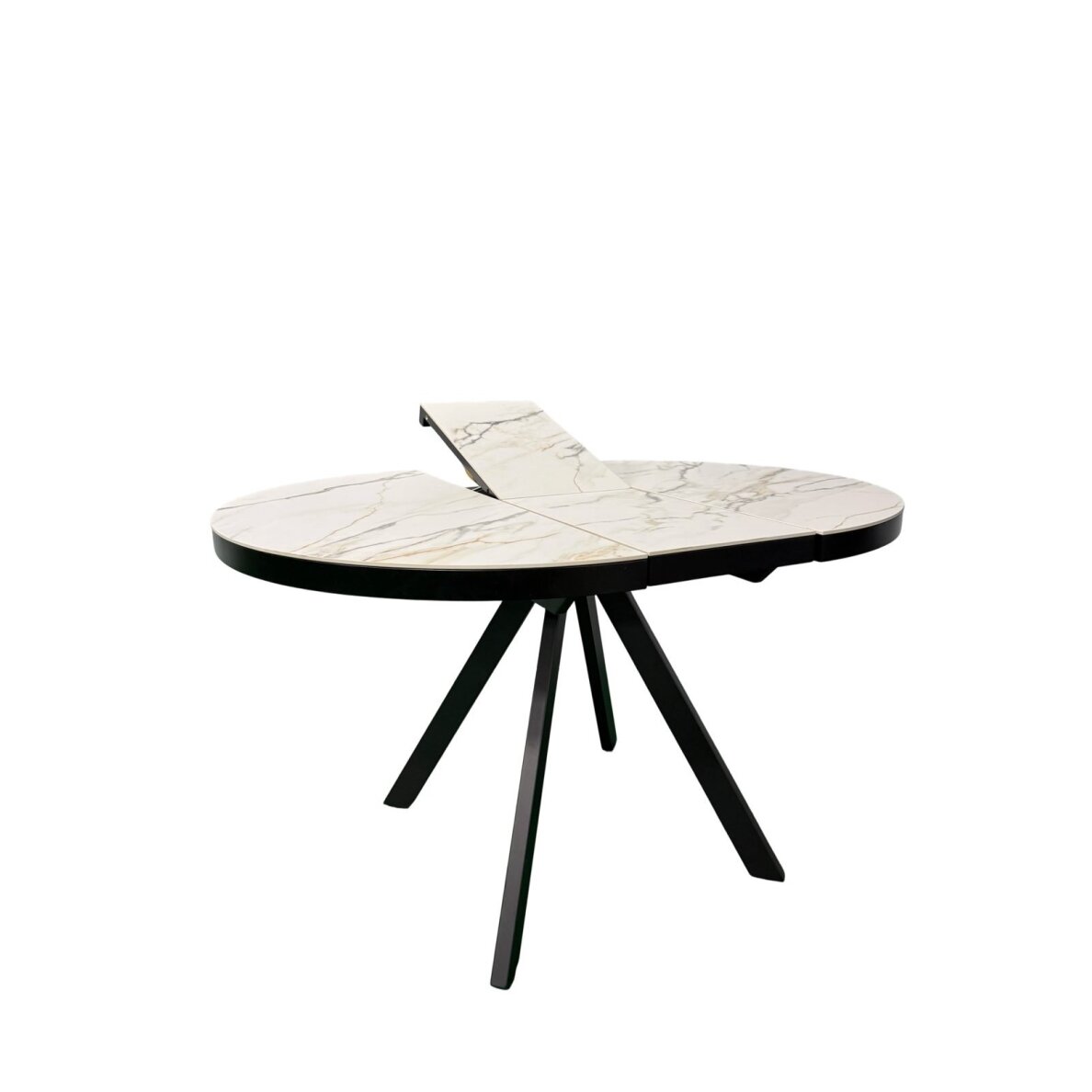 Išskleidžiamas valgomojo stalas LIBRA 100-130x100 cm, matinė balta su auksu 4
