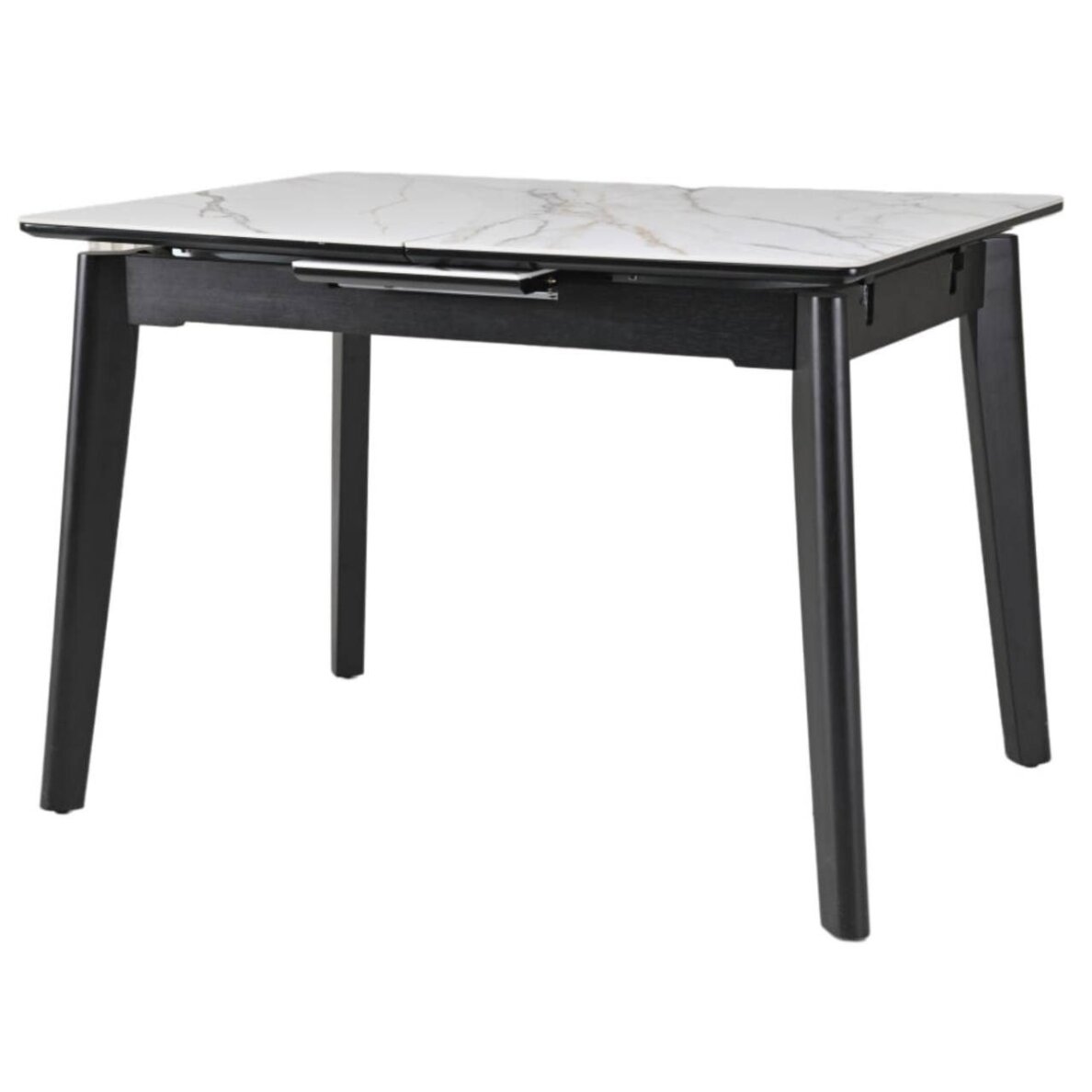 Išskleidžiamas valgomojo stalas OSTEN 120-160x80 cm, matinė balta su auksu 1 Išskleidžiamas valgomojo stalas OSTEN 120-160x80 cm, matinė balta su auksu 1