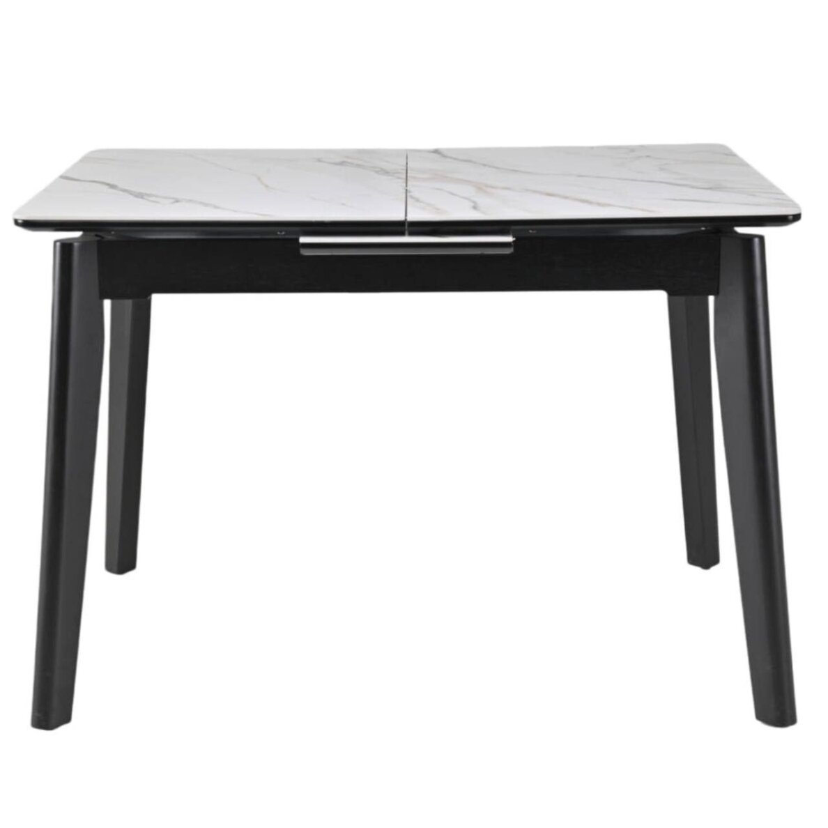 Išskleidžiamas valgomojo stalas OSTEN 120-160x80 cm, matinė balta su auksu 2 Išskleidžiamas valgomojo stalas OSTEN 120-160x80 cm, matinė balta su auksu 2