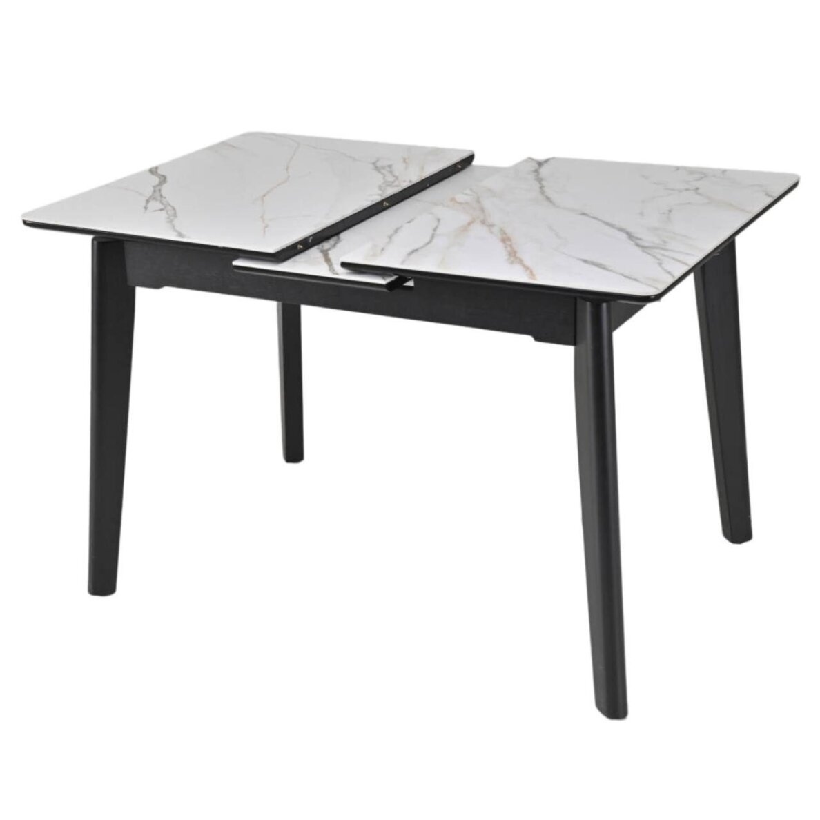 Išskleidžiamas valgomojo stalas OSTEN 120-160x80 cm, matinė balta su auksu 5
