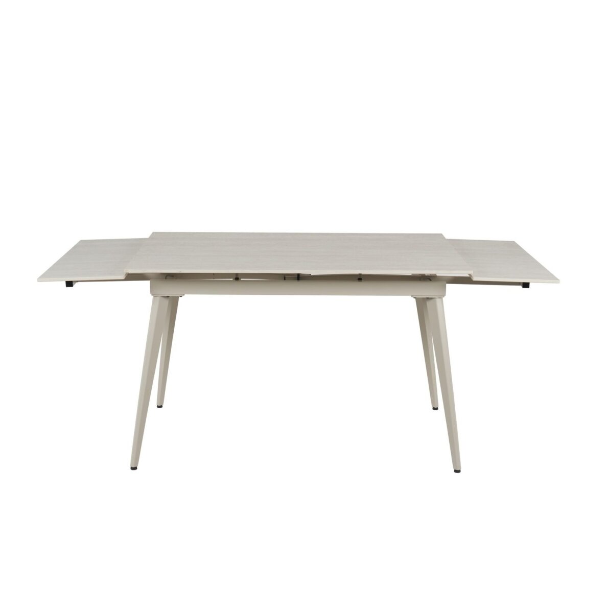 Išskleidžiamas valgomojo stalas REEF 120-180x80 cm, matinis šviesus travertinas, pilkos kojos 4