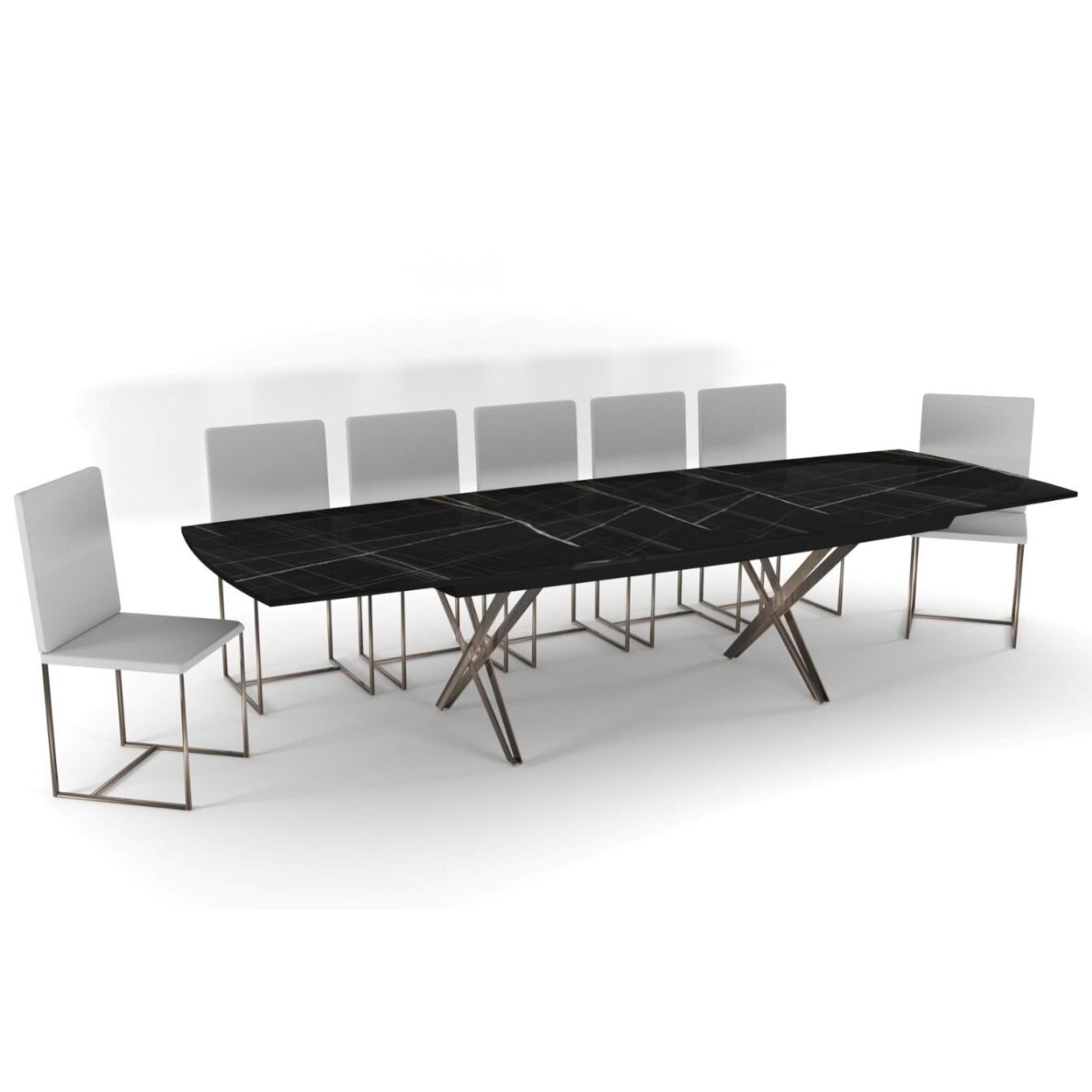 Išskleidžiamas valgomojo stalas SHINE 158-248x100 cm, blizgi Bianco 3