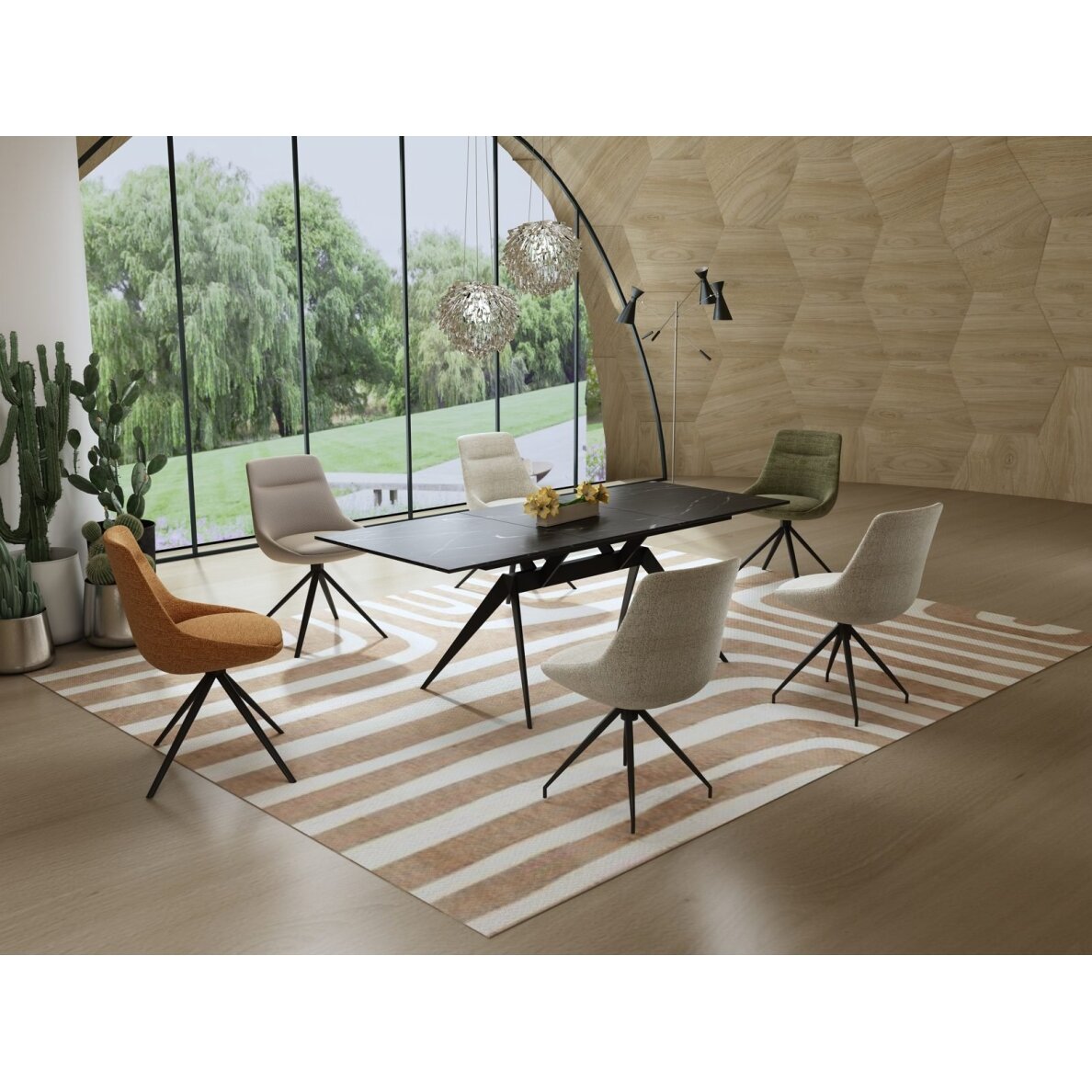 Išskleidžiamas valgomojo stalas TURS 140-180x90 cm, juoda 5