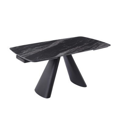Išskleidžiamas valgomojo stalas CORVUS 165-240x90 cm, matinė „Black Galaxy“