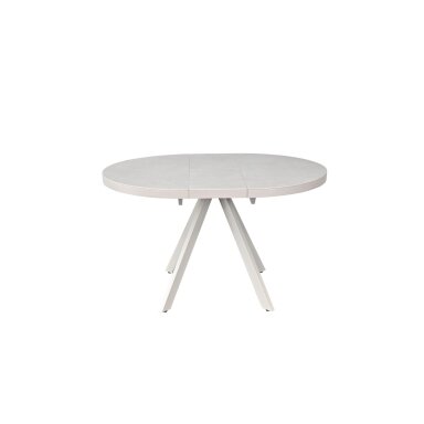 Išskleidžiamas valgomojo stalas LIBRA 100-130x100 cm, kreminis travertinas, pilkos kojos