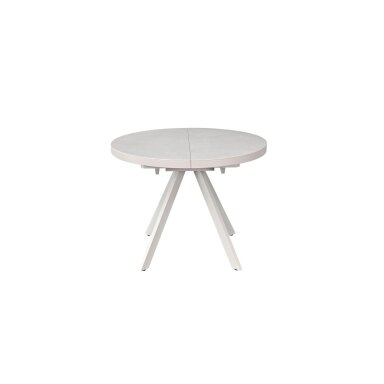 Išskleidžiamas valgomojo stalas LIBRA 100-130x100 cm, kreminis travertinas, pilkos kojos