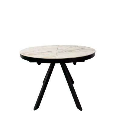 Išskleidžiamas valgomojo stalas LIBRA 100-130x100 cm, matinė balta su auksu