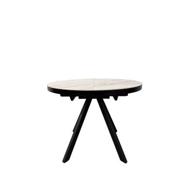 Išskleidžiamas valgomojo stalas LIBRA 100-130x100 cm, matinė balta su auksu