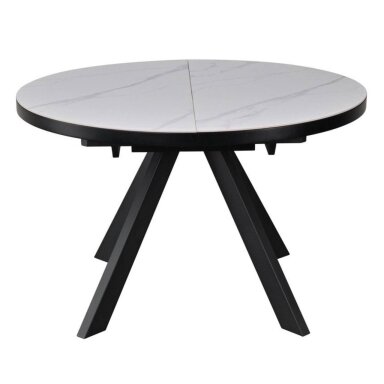 Išskleidžiamas valgomojo stalas LYRA 120-160x120 cm, matinė balta