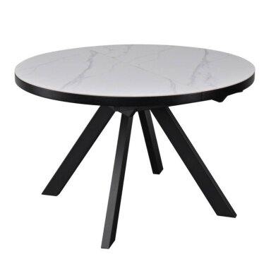 Išskleidžiamas valgomojo stalas LYRA 120-160x120 cm, matinė balta