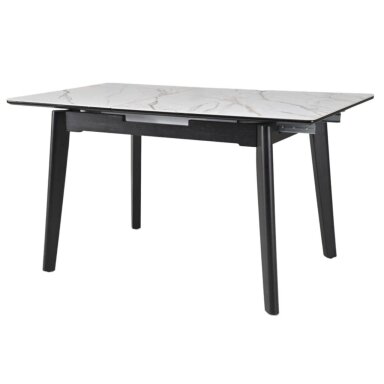 Išskleidžiamas valgomojo stalas OSTEN 140-180x80 cm, matinė balta su auksu Išskleidžiamas valgomojo stalas OSTEN 140-180x80 cm, matinė balta su auksu