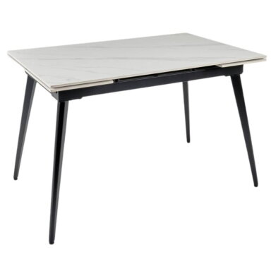 Išskleidžiamas valgomojo stalas REEF 120-180x80 cm, matinis baltas marmuras Išskleidžiamas valgomojo stalas REEF 120-180x80 cm, matinis baltas marmuras
