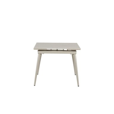 Išskleidžiamas valgomojo stalas REEF 90-140x70 cm, matinis šviesus travertinas, pilkos kojos Išskleidžiamas valgomojo stalas REEF 90-140x70 cm, matinis šviesus travertinas, pilkos kojos