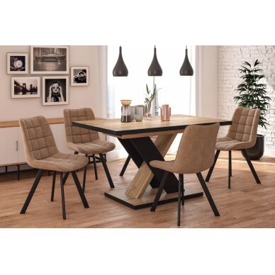 Išskleidžiamas stalas (votan ąžuolas/juodas) 85x138(208) 4 Išskleidžiamas stalas (votan ąžuolas/juodas) 85x138(208) 4