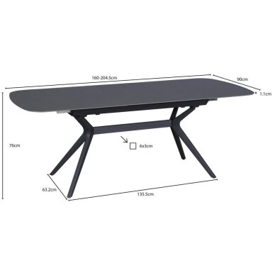 Išskleidžiamas valgomojo stalas DELF 160-204x90 cm, pilka 3