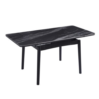 Išskleidžiamas valgomojo stalas DOVE 100-160x80 cm, matinė juoda 2 Išskleidžiamas valgomojo stalas DOVE 100-160x80 cm, matinė juoda 2