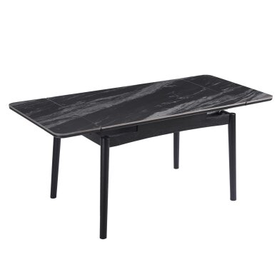 Išskleidžiamas valgomojo stalas DOVE 120-180x80 cm, matinė juoda 1 Išskleidžiamas valgomojo stalas DOVE 120-180x80 cm, matinė juoda 1
