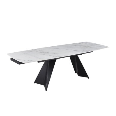 Išskleidžiamas valgomojo stalas ECLIPSE 165-240x90 cm, matinė balta su auksu 1 Išskleidžiamas valgomojo stalas ECLIPSE 165-240x90 cm, matinė balta su auksu 1