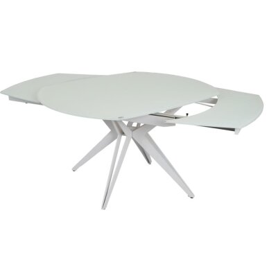 Išskleidžiamas valgomojo stalas HT93018 130-190x100 cm, baltas stiklas 2 Išskleidžiamas valgomojo stalas HT93018 130-190x100 cm, baltas stiklas 2