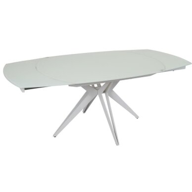 Išskleidžiamas valgomojo stalas HT93018 130-190x100 cm, baltas stiklas Išskleidžiamas valgomojo stalas HT93018 130-190x100 cm, baltas stiklas