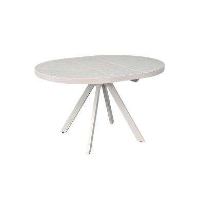 Išskleidžiamas valgomojo stalas LIBRA 100-130x100 cm, kreminis travertinas, pilkos kojos 2