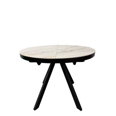 Išskleidžiamas valgomojo stalas LIBRA 100-130x100 cm, matinė balta su auksu 1