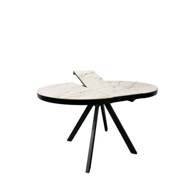 Išskleidžiamas valgomojo stalas LIBRA 100-130x100 cm, matinė balta su auksu 4 Išskleidžiamas valgomojo stalas LIBRA 100-130x100 cm, matinė balta su auksu 4