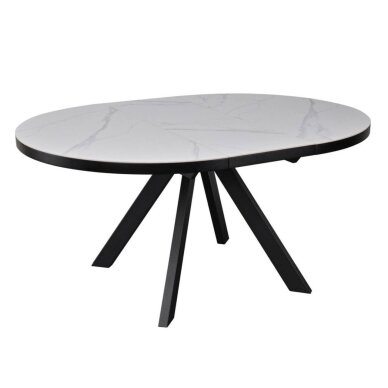 Išskleidžiamas valgomojo stalas LYRA 120-160x120 cm, matinė balta 2