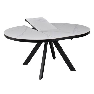 Išskleidžiamas valgomojo stalas LYRA 120-160x120 cm, matinė balta 3