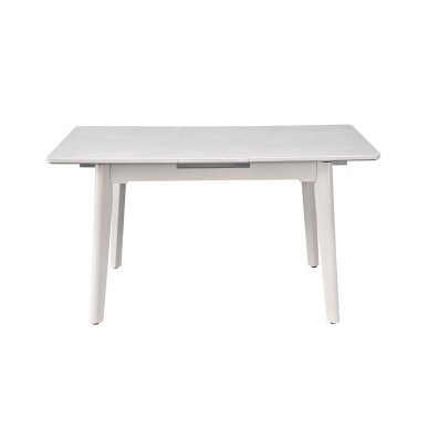 Išskleidžiamas valgomojo stalas OSTEN 110-140x80 cm, auksinis travertinas, pilkos kojos Išskleidžiamas valgomojo stalas OSTEN 110-140x80 cm, auksinis travertinas, pilkos kojos