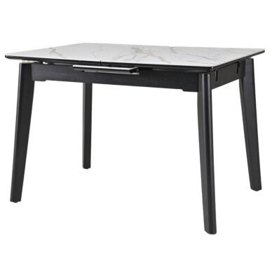 Išskleidžiamas valgomojo stalas OSTEN 120-160x80 cm, matinė balta su auksu 1