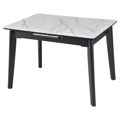 Išskleidžiamas valgomojo stalas OSTEN 120-160x80 cm, matinė balta su auksu 4