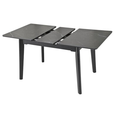 Išskleidžiamas valgomojo stalas OSTEN 120-160x80 cm, matinė juoda 4