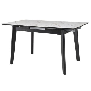Išskleidžiamas valgomojo stalas OSTEN 140-180x80 cm, matinė balta su auksu